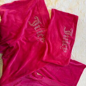 Juicy Couture pink velour bling trackset tube top/pants women’s large💗